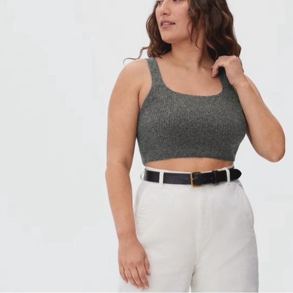 Everlane NWT Medium Charcoal The Cozy Stretch Crop Tank - Picture 6 of 8